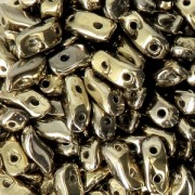 StormDuo 2-hole glass beads 3x7 mm Full Dorado x50|raw }}