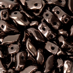 StormDuo 2-hole glass beads 3x7 mm Dark Bronze x50