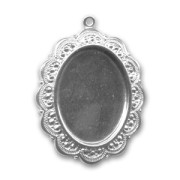 Medallion for 25x18mm cabochon Silver tone  x1|raw }}