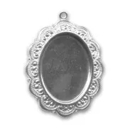 Medallion for 25x18mm cabochon Silver tone  x1