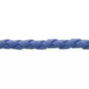 Braided leather cord 4 mm Blue x 50 cm