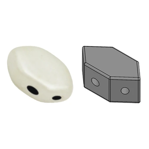 Glass beads Paros® by Puca® 7x4 mm Opaque White Ceramic Look x10g