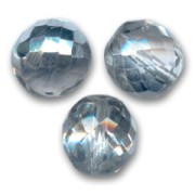 Fire Polished faceted round beads 14mm Crystal/Argent x4|raw }}