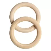 Wooden teething ring 68 mm for baby rattle with crochet amigurumi x2