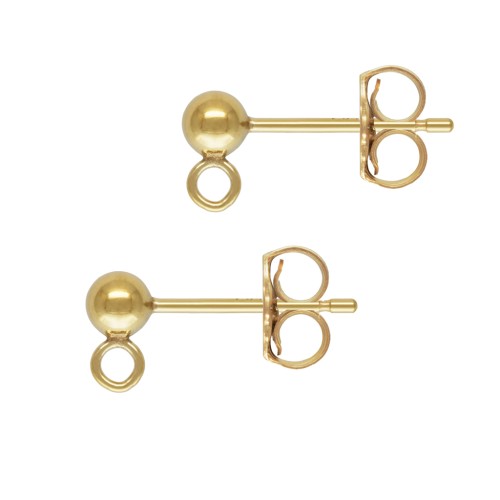 Gold-filled 3 mm Ball earstuds with a loop x2