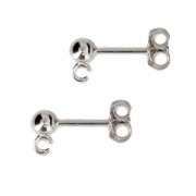 3mm 925 Sterling Silver ball earstuds with open ring x100|raw }}