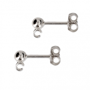 3mm 925 Sterling Silver ball earstuds with open ring x100