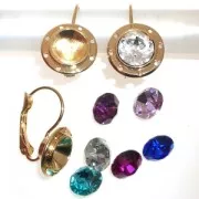 Leverback Earrings for PureCrystal 1028/1088 8 mm and weaving - Gold Tone x2