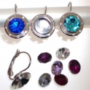 Leverback Earrings for PureCrystal 1028/1088 8 mm and weaving - Rhodium x2