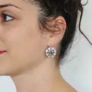 Leverback Earrings for PureCrystal 1028/1088 8 mm and weaving - Rhodium x2