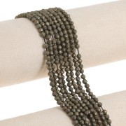 Round faceted 4 mm gemstone beads - Pyrite x36cm