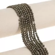 Round faceted 4 mm gemstone beads - Pyrite x36cm