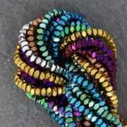 Mini-beads imitation hematite faceted rondelle 3 mm Golden Mat x40cm