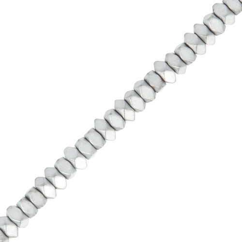 Mini-beads imitation hematite faceted rondelle 3 mm Silver Mat x40cm