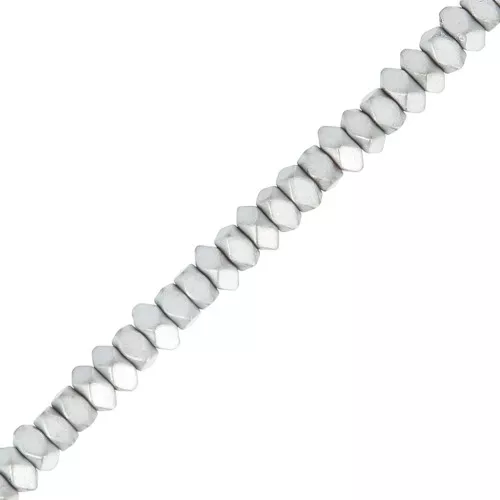 Mini-beads imitation hematite faceted rondelle 3 mm Silver Mat x40cm
