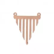 Laser cut triangle spacer 2 loops 23x27 mm - Rose Gold Tone x1