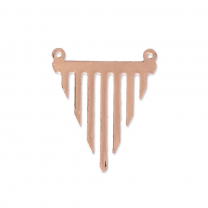 Laser cut triangle spacer 2 loops 23x27 mm - Rose Gold Tone x1