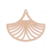 Laser cut fan shape pendants 25x30 mm - Rose Gold Tone x2
