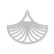 Laser cut fan shape pendants 25x30 mm - rhodium x2