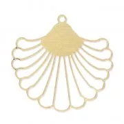 Laser cut tropical leaf pendant 37x39 mm - Gold Tone x2