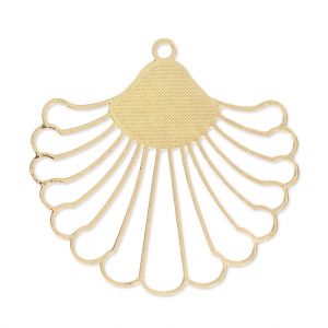 Laser cut tropical leaf pendant 37x39 mm - Gold Tone x2