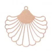 Laser cut tropical leaf pendant 37x39 mm - Rose Gold Tone x1