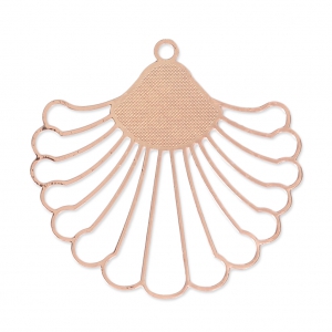 Laser cut tropical leaf pendant 37x39 mm - Rose Gold Tone x1