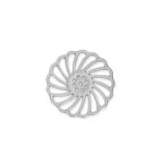 Laser cut spacers rosette shape 12 mm- Rhodium Tone x10