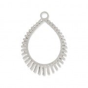 Laser cut drop shape pendants for jewelry creation 22x16 mm - Rhodium Tone x2|raw }}