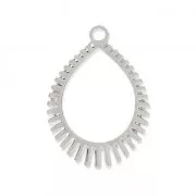 Laser cut drop shape pendants for jewelry creation 22x16 mm - Rhodium Tone x2