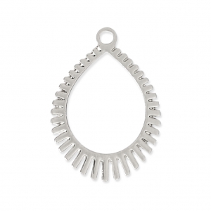 Laser cut drop shape pendants for jewelry creation 22x16 mm - Rhodium Tone x2