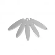 Water lily laser cut pendants 25x14 mm - Rhodium Tone x2