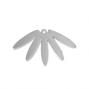 Water lily laser cut pendants 25x14 mm - Rhodium Tone x2