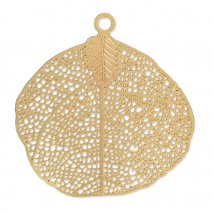 Leaf laser cut pendants 39mm - Gold Tone x2