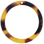 Cellulose acetate ring pendant 34.5mm Tortoiseshell Brown Black x1