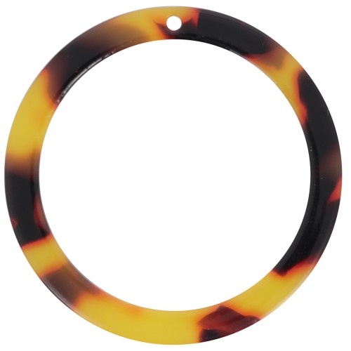 Cellulose acetate ring pendant 34.5mm Tortoiseshell Brown Black x1