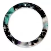 Loop pendant in cellulose acetate 34 mm Tortoise Shell Green/Black x1