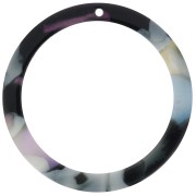 Cellulose acetate ring pendant 34.5 mm Tortoiseshell Blue Black x1|raw }}