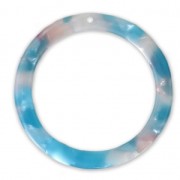 Loop pendant in cellulose acetate 34.5 mm Tortoise Shell Pink/Blue x1|raw }}
