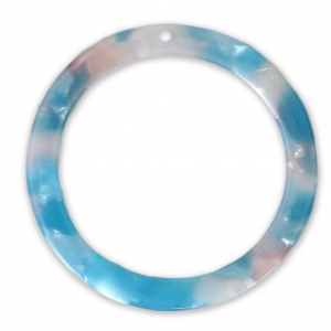 Loop pendant in cellulose acetate 34.5 mm Tortoise Shell Pink/Blue x1