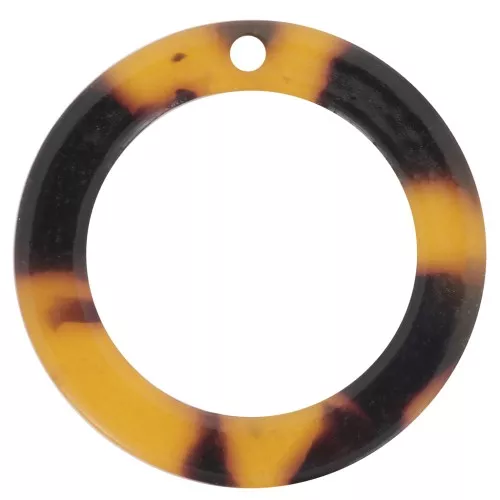Loop pendant in cellulose acetate 22 mm Tortoise Shell Brown/Black x1