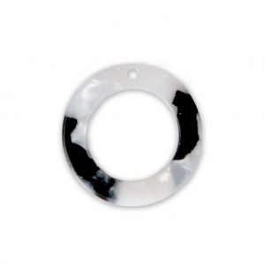 Loop pendant in cellulose acetate 21 mm Tortoise Shell White/Black x1
