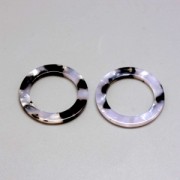 Loop pendant in cellulose acetate 21 mm Tortoise Shell White/Black x1