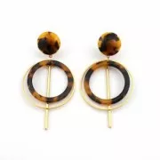 Loop pendant in cellulose acetate 14.5 mm Tortoise Shell Brown/Black x1