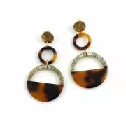 Loop pendant in cellulose acetate 14.5 mm Tortoise Shell Pink/Black x1