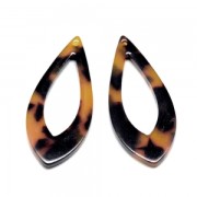 Drop pendant in cellulose acetate 36x15 mm Tortoise Shell Brown/Black x1