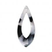 Drop pendant in cellulose acetate 36x15 mm Tortoise Shell White/Black x1|raw }}