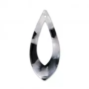 Drop pendant in cellulose acetate 36x15 mm Tortoise Shell White/Black x1