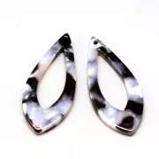 Drop pendant in cellulose acetate 36x15 mm Tortoise Shell White/Black x1