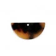 Half moon pendant in cellulose acetate 22.5x11 mm Tortoise Shell Brown/Black x1